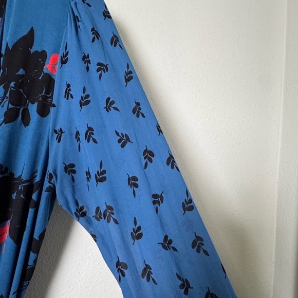 BODEN Leda Jersey Wrap Dress Blue/Teal Baltic Pop Floral Midi Size 12 R - Picture 12 of 15